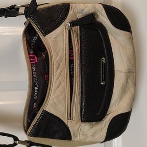 Stone Mountain black beige crossbody purse bag